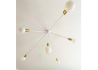 Lampa Drapak - Biały połysk - Mosiądz szcotkowany