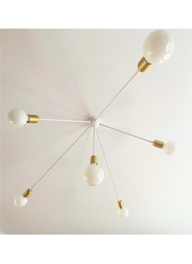 Lampa Drapak - Biały połysk - Mosiądz szcotkowany