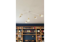 Lampa Drapak - Biały połysk - Mosiądz szcotkowany