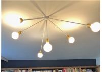Lampa Drapak - Biały połysk - Mosiądz szcotkowany