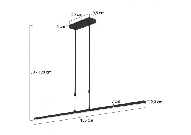 Lampa Wisząca Bande Czarna Big