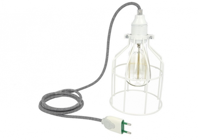 Lampa z klatką śnieżnobiałą