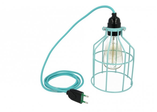 Lampa z klatką turkusową