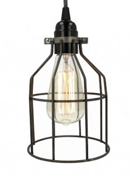 Lampa z klatką stal surowa