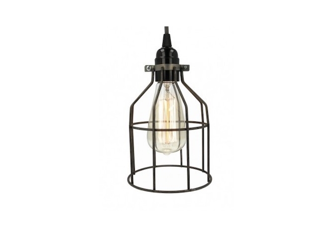 Lampa z klatką stal surowa