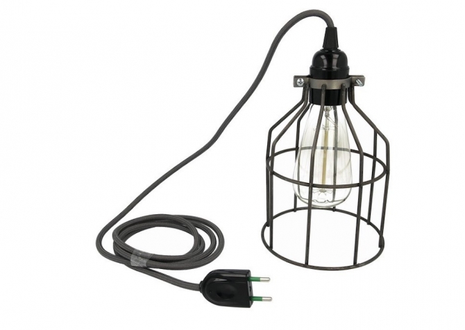 Lampa z klatką stal surowa