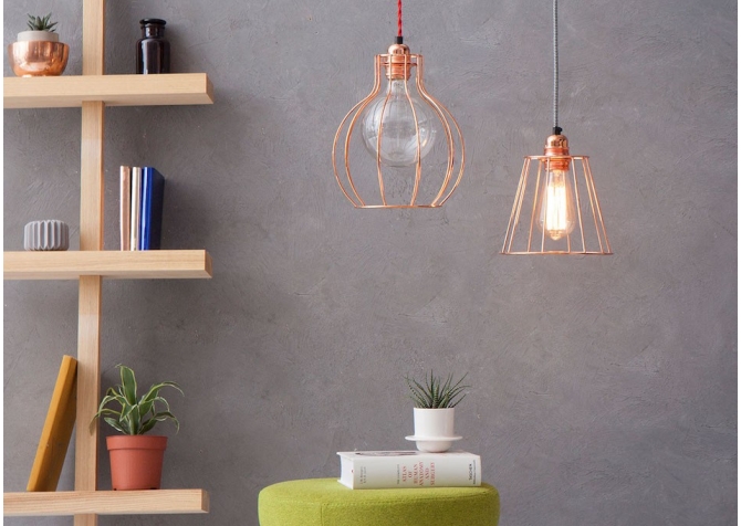 Lampa z klatką W2 - Miedź