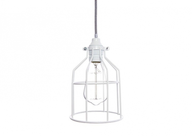 Lampa z klatką śnieżnobiałą