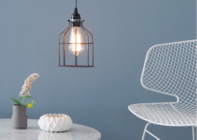 Lampa z klatką stal surowa