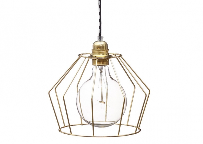 Lampa z klatką W1 - Mosiądz