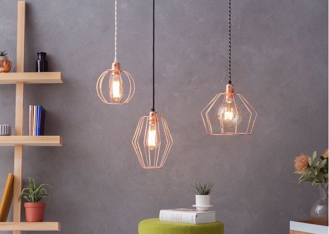 Lampa z klatką W1 - Miedź