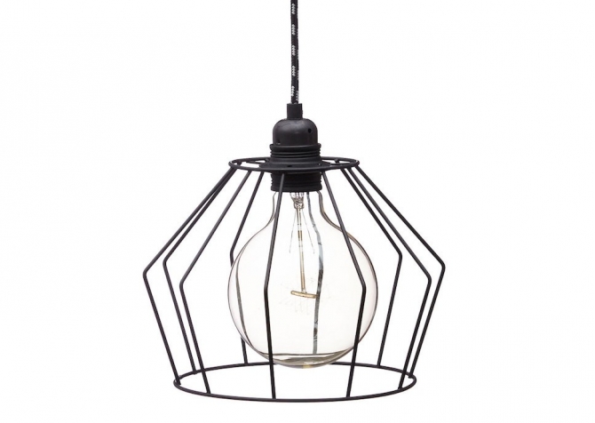 Lampa z klatką W1 - Czarna